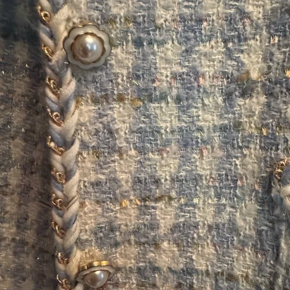 Nanette Lepore Blue and White Tweed Blazer - Picture 4 of 5